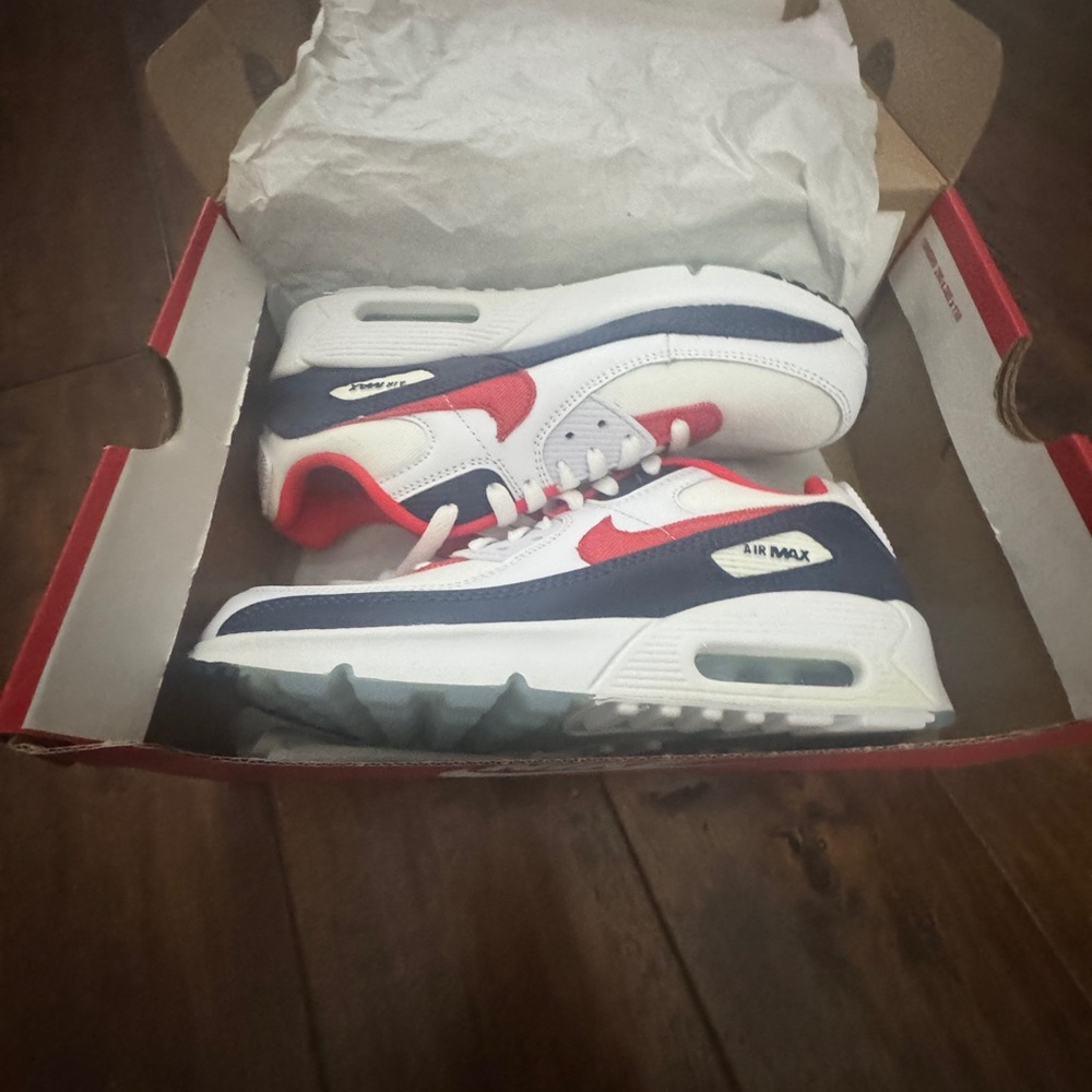 Nike Air Max 90 White and Red Sneakers